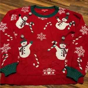 Ugly Christmas Sweater Holiday Snowman Red